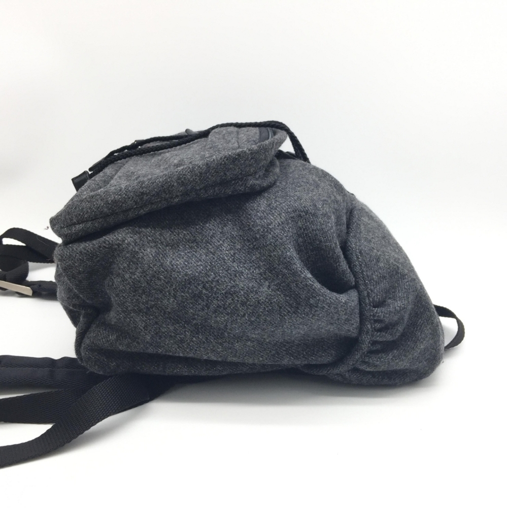 Authentic PRADA Wool Leather Backpack Gray Unisex Great Condition - Picture 4 of 10